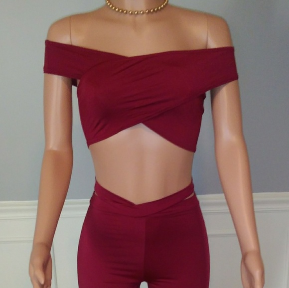 Solid Color Strapless Wide Leg 2 Piece Pants Set - Picture 4 of 6